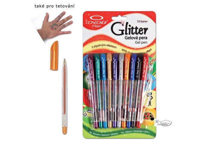 Sada gelových per Concorde Glitter 10ks