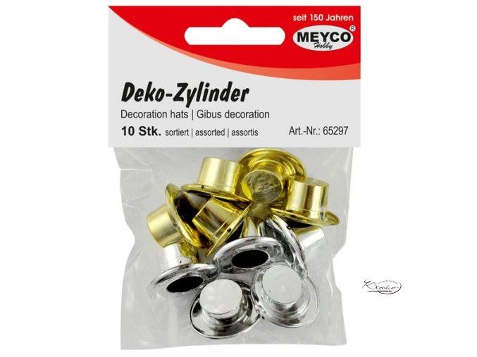 Dekorační cylindr - zlatý + stříbrný