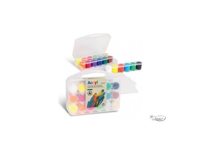 Akrylové barvy PRIMO - 18 x 25 ml + 2 x mini plátno