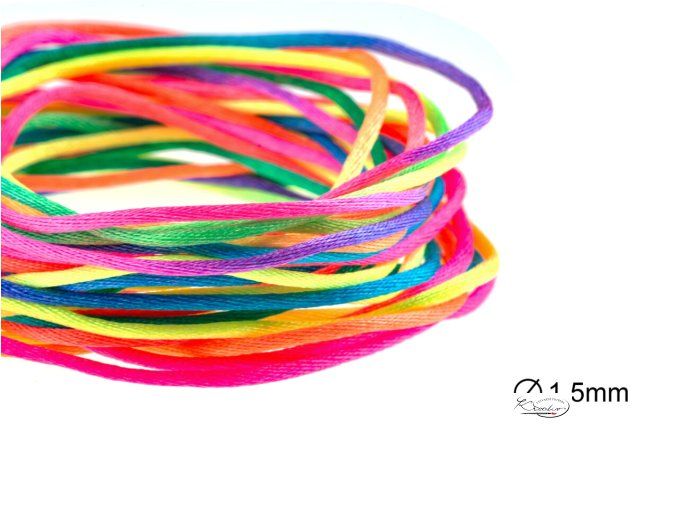 Nylonová saténová šňůrka 1,5 mm / 5 m - duhová