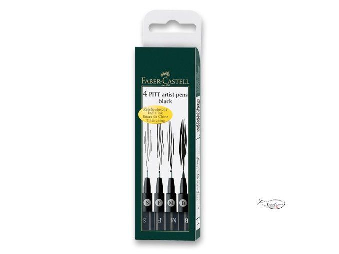 POPISOVAČ FABER-CASTELL PITT ARTIST PEN - SADA 4 KS, S, F, M, B, ČERNÉ
