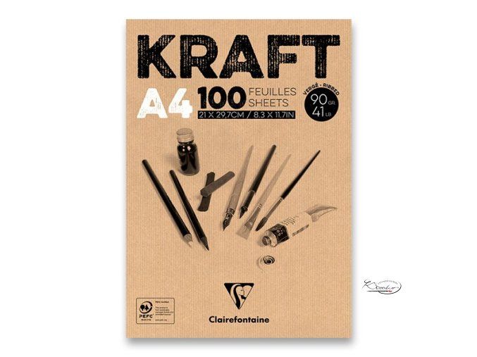 Blok Clairefontaine Brown Kraft - A4, 100 listů, 90 g