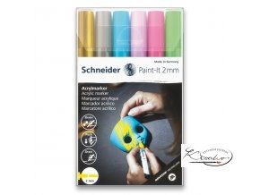Akrylový popisovač Schneider souprava 6 / 2 mm - pastelové