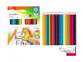 Pastelky DELI trojhranné ColoRun bezdřevé 24 barev