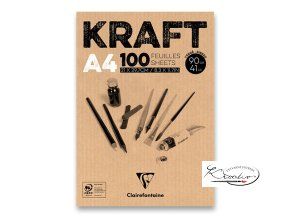 Blok Clairefontaine Brown Kraft - A4, 100 listů, 90 g