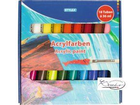 Akrylové barvy Stylex 18 x 36 ml